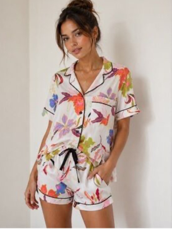 stars above Other - Stars Above Floral Short Pajama Set - White Multi Size XS